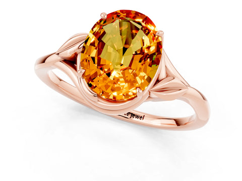 Rose gold Oval Cut Citrine Solitaire Ring with Twist Band and Four-Prong Setting_25