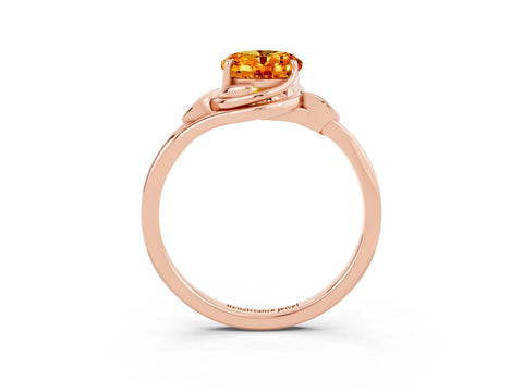 Rose gold Oval Cut Citrine Solitaire Ring with Twist Band and Four-Prong Setting_27