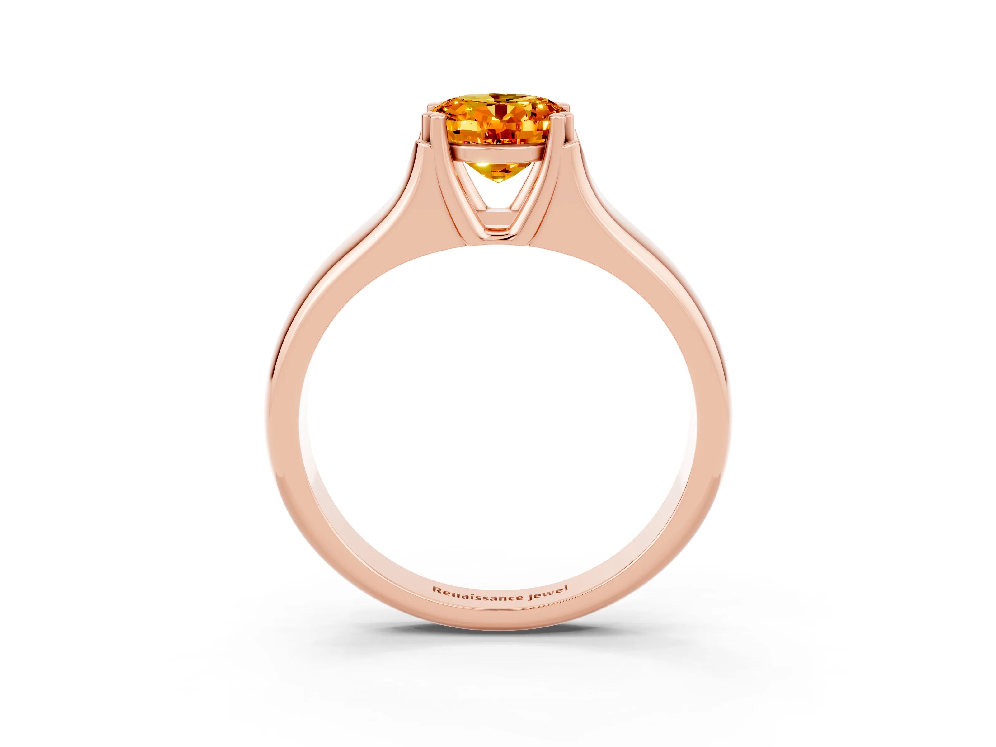 Rose gold Oval Cut Citrine Solitaire Ring with Wide Band and Prong Setting_3