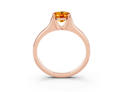 Rose gold Oval Cut Citrine Solitaire Ring with Wide Band and Prong Setting_3