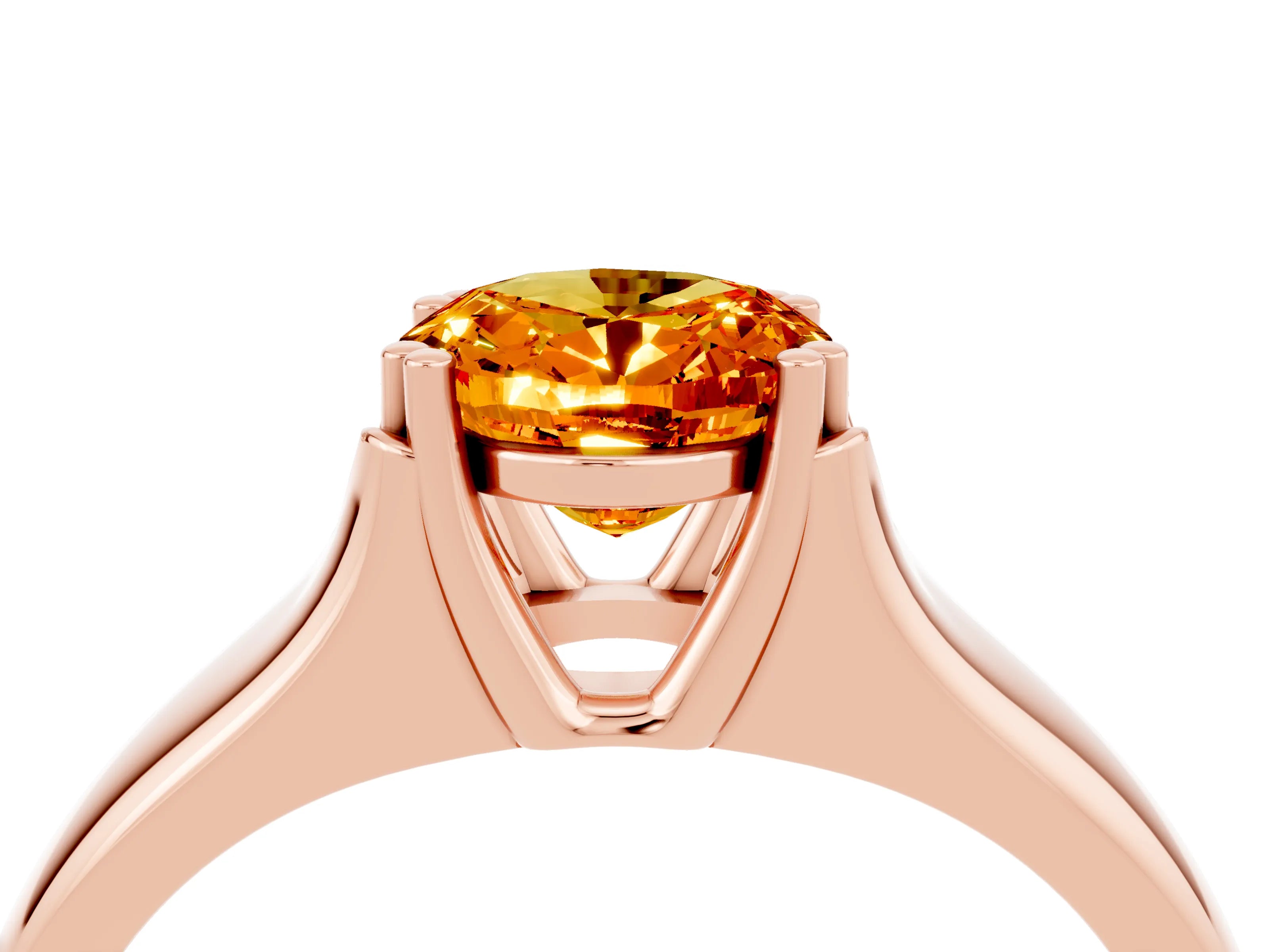 Rose gold Oval Cut Citrine Solitaire Ring with Wide Band and Prong Setting_4