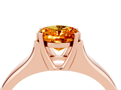 Rose gold Oval Cut Citrine Solitaire Ring with Wide Band and Prong Setting_4