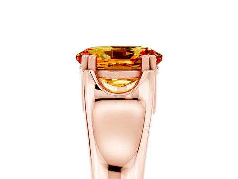 Rose gold Oval Cut Citrine Solitaire Ring with Wide Band and Prong Setting_5
