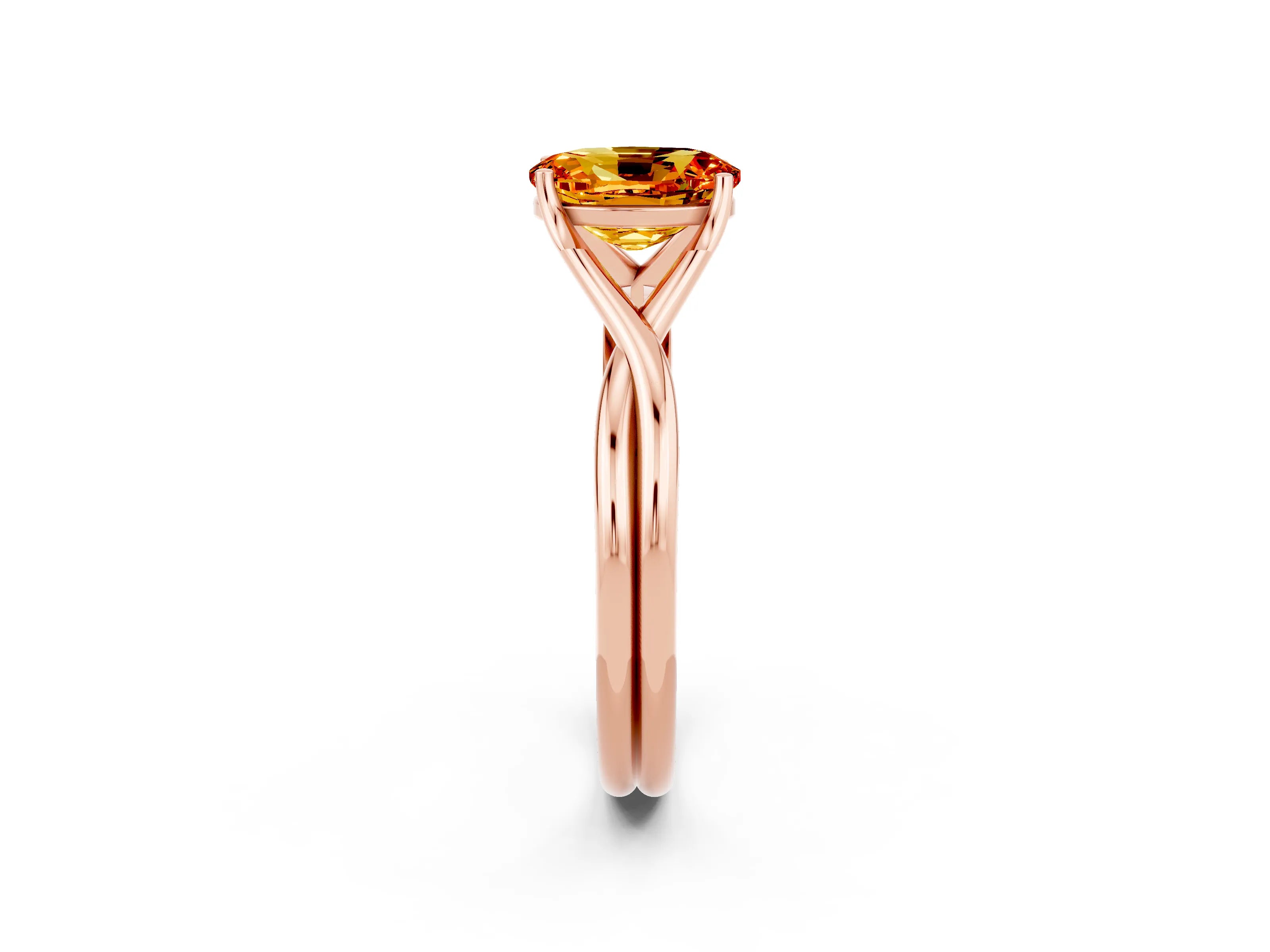 Rose gold Oval Cut Citrine Solitaire Twist Band Prong Setting Ring_26