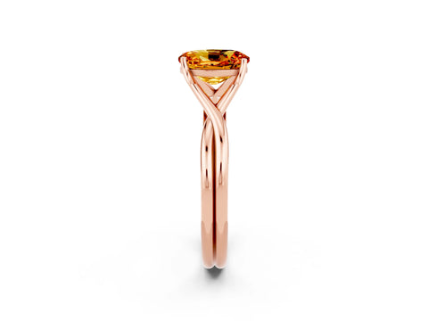 Rose gold Oval Cut Citrine Solitaire Twist Band Prong Setting Ring_26