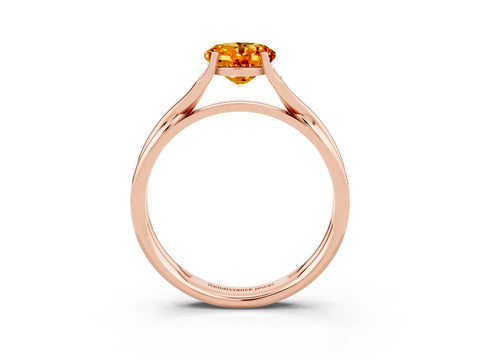 Rose gold Oval Cut Citrine Solitaire Twist Band Prong Setting Ring_27