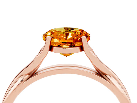 Rose gold Oval Cut Citrine Solitaire Twist Band Prong Setting Ring_28