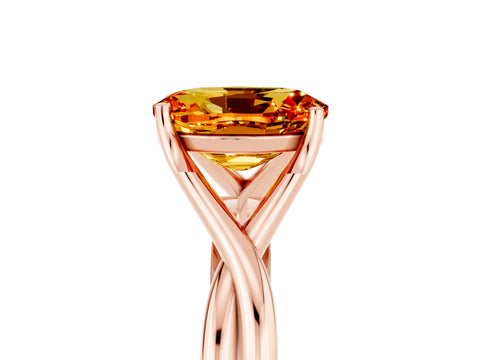 Rose gold Oval Cut Citrine Solitaire Twist Band Prong Setting Ring_29