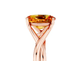 Rose gold Oval Cut Citrine Solitaire Twist Band Prong Setting Ring_41
