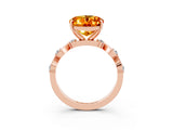 Rose gold Oval Cut Citrine Solitaire Twisted Band with Round  Accents and Prong Setting_15