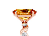 Rose gold Oval Cut Citrine Solitaire Twisted Band with Round  Accents and Prong Setting_17