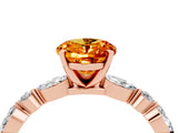 Rose gold Oval Cut Citrine Solitaire with Side Stones on a Pavé Band and Four-Prong Setting_4