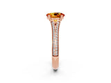 Rose gold Oval Cut Citrine Split Shank Engagement Ring with Pavé Band_2
