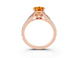Rose gold Oval Cut Citrine Split Shank Engagement Ring with Pavé Band_3