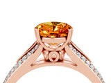 Rose gold Oval Cut Citrine Split Shank Engagement Ring with Pavé Band_4