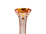 Rose gold Oval Cut Citrine Split Shank Engagement Ring with Pavé Band_5