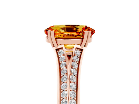 Rose gold Oval Cut Citrine Split Shank Engagement Ring with Pavé Band_5