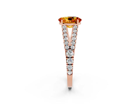 Rose gold Oval Cut Citrine Split Shank Pavé Engagement Ring with Four-Prong Setting_14