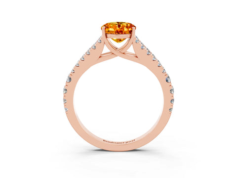 Rose gold Oval Cut Citrine Split Shank Pavé Engagement Ring with Four-Prong Setting_15