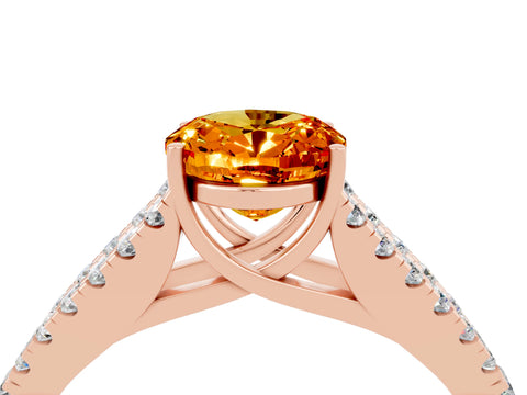 Rose gold Oval Cut Citrine Split Shank Pavé Engagement Ring with Four-Prong Setting_16