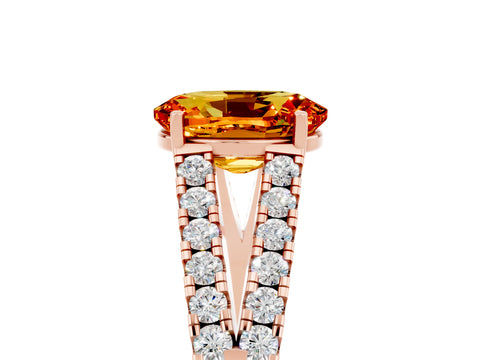 Rose gold Oval Cut Citrine Split Shank Pavé Engagement Ring with Four-Prong Setting_17