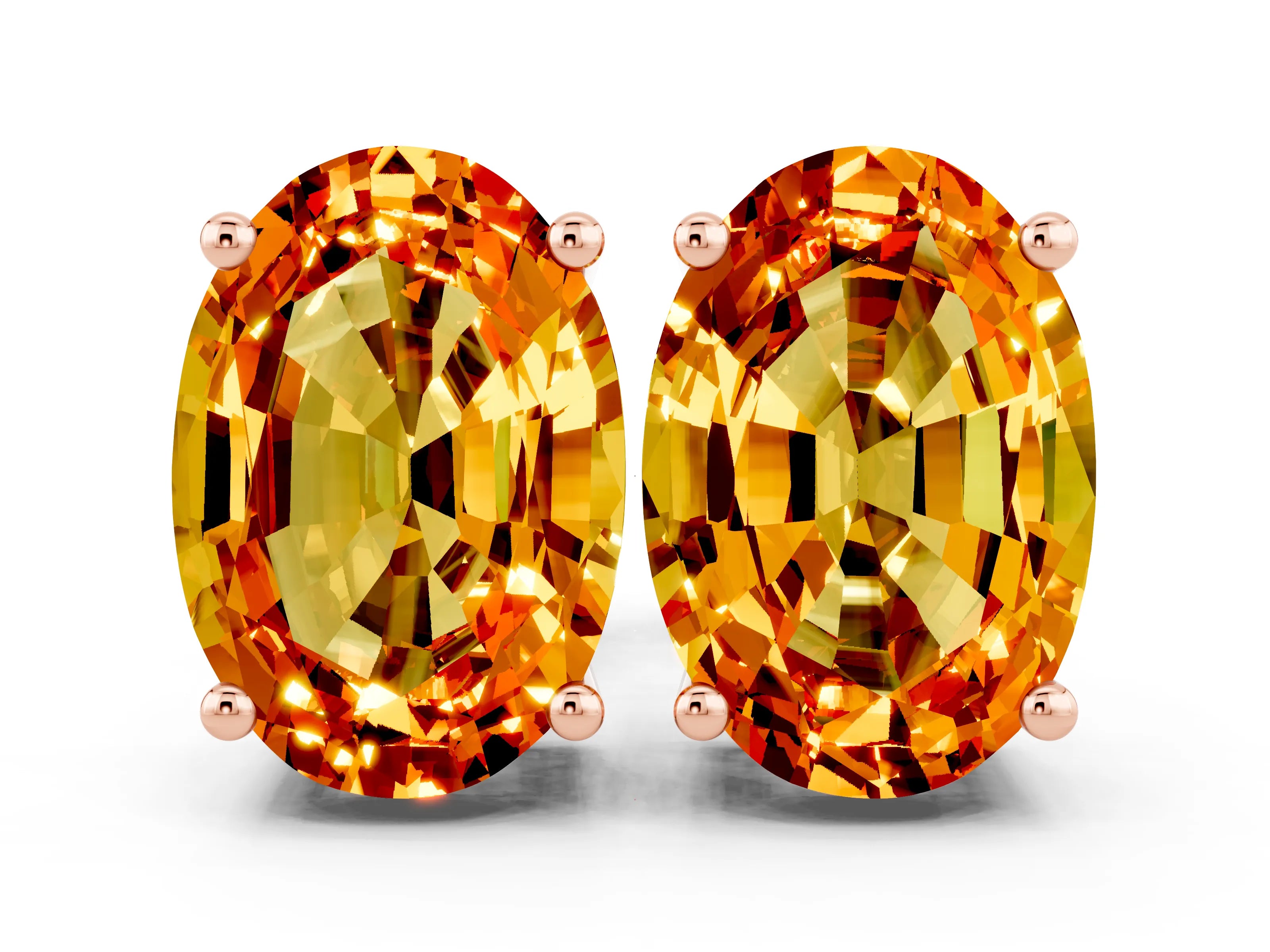 Rose gold Oval Cut Citrine Stud Earrings_12
