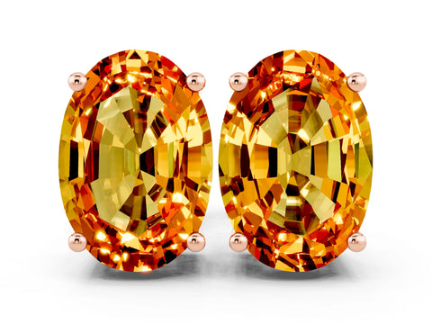 Rose gold Oval Cut Citrine Stud Earrings_12