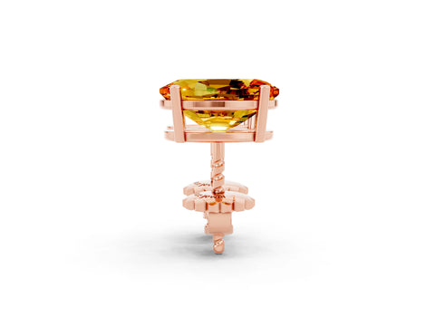 Rose gold Oval Cut Citrine Stud Earrings_14