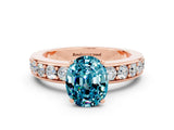 Rose gold Oval Cut Cut Channel Set Diamond Engagement Ring with Four-Prong Setting