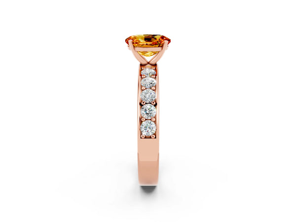 Rose gold Oval Cut Citrine Engagement Ring with Channel Set Round  Band and Prong Setting