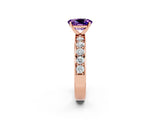 Rose gold Oval Cut Cut Channel Set Diamond Engagement Ring with Four-Prong Setting_2