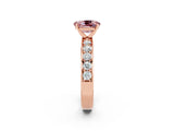 Rose gold Oval Cut Cut Channel Set Diamond Engagement Ring with Four-Prong Setting_2