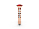 Rose gold Oval Cut Cut Channel Set Diamond Engagement Ring with Four-Prong Setting_2