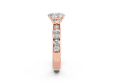 Rose gold Oval Cut Cut Channel Set Diamond Engagement Ring with Four-Prong Setting_2