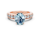 Rose gold Oval Cut Cut Channel Set Diamond Engagement Ring with Four-Prong Setting