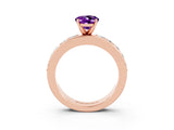 Rose gold Oval Cut Cut Channel Set Diamond Engagement Ring with Four-Prong Setting_3