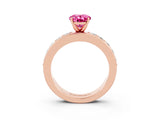 Rose gold Oval Cut Cut Channel Set Diamond Engagement Ring with Four-Prong Setting_3