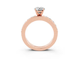 Rose gold Oval Cut Cut Channel Set Diamond Engagement Ring with Four-Prong Setting_3