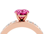 Rose gold Oval Cut Cut Channel Set Diamond Engagement Ring with Four-Prong Setting_4