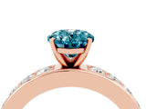 Rose gold Oval Cut Cut Channel Set Diamond Engagement Ring with Four-Prong Setting_4