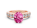 Rose gold Oval Cut Cut Channel Set Diamond Engagement Ring with Four-Prong Setting
