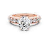 Rose gold Oval Cut Cut Channel Set Diamond Engagement Ring with Four-Prong Setting