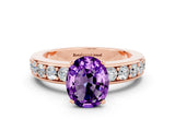 Rose gold Oval Cut Cut Channel Set Diamond Engagement Ring with Four-Prong Setting