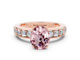 Rose gold Oval Cut Cut Channel Set Diamond Engagement Ring with Four-Prong Setting