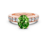 Rose gold Oval Cut Cut Channel Set Diamond Engagement Ring with Four-Prong Setting