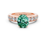 Rose gold Oval Cut Cut Channel Set Diamond Engagement Ring with Four-Prong Setting