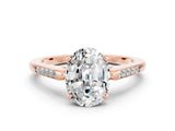 Rose gold Oval Cut Cut Channel Set Solitaire Engagement Ring with Four-Prong Setting