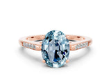 Rose gold Oval Cut Cut Channel Set Solitaire Engagement Ring with Four-Prong Setting
