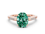 Rose gold Oval Cut Cut Channel Set Solitaire Engagement Ring with Four-Prong Setting