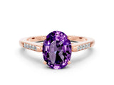 Rose gold Oval Cut Cut Channel Set Solitaire Engagement Ring with Four-Prong Setting